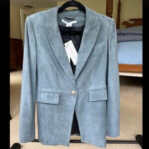 Veronica Beard Suede Blazer in Dusty Blue